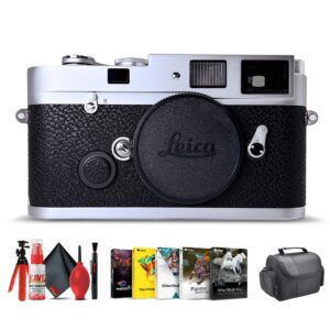 leica mp 0.72 rangefinder camera (silver) (10301) + corel photo software + case + flex tripod + cleaning kit