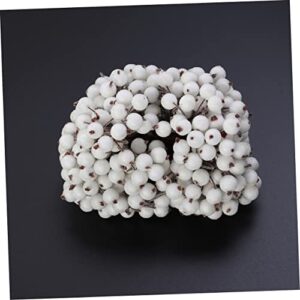 DECHOUS 200pcs Mini Christmas Frosted Fruit Holly Frosted Fruit Frosted Berry Glass Bead Artificial Flower White