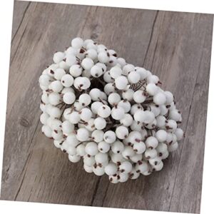 DECHOUS 200pcs Mini Christmas Frosted Fruit Holly Frosted Fruit Frosted Berry Glass Bead Artificial Flower White