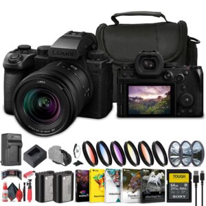 panasonic lumix s5 iix mirrorless camera with 20-60mm lens (dc-s5m2xkk) + 64gb memory card + filter kit + color filter kit + corel photo software + dmw-blk22 battery + bag + charger + more