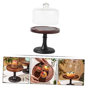Happyyami 1 Set Wooden Serving Trays Wood Cake Stand Cake Stand with Dome Cake Tray Cake Plate with Lid Wedding Cake Stand Cake Display Cake Stands for Party Fruit Tray Glass Pastry
