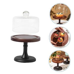 Happyyami 1 Set Wooden Serving Trays Wood Cake Stand Cake Stand with Dome Cake Tray Cake Plate with Lid Wedding Cake Stand Cake Display Cake Stands for Party Fruit Tray Glass Pastry