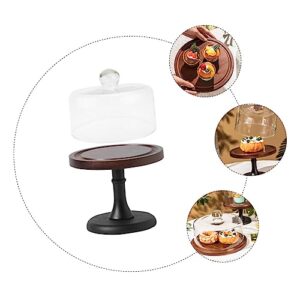 Happyyami 1 Set Wooden Serving Trays Wood Cake Stand Cake Stand with Dome Cake Tray Cake Plate with Lid Wedding Cake Stand Cake Display Cake Stands for Party Fruit Tray Glass Pastry