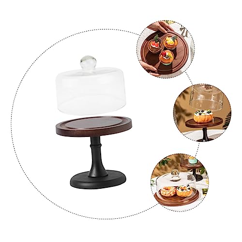 Happyyami 1 Set Wooden Serving Trays Wood Cake Stand Cake Stand with Dome Cake Tray Cake Plate with Lid Wedding Cake Stand Cake Display Cake Stands for Party Fruit Tray Glass Pastry