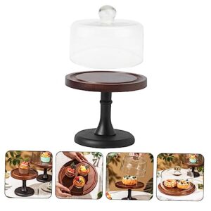 Happyyami 1 Set Wooden Serving Trays Wood Cake Stand Cake Stand with Dome Cake Tray Cake Plate with Lid Wedding Cake Stand Cake Display Cake Stands for Party Fruit Tray Glass Pastry