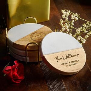 personalized coasters, wedding gift for couple, custom anniversary gifts, custom bar coasters for drinks with monogram engraved, great newlywed christmas gift