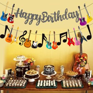 Guitar Birthday Party Banner Music Note Guitar Party Banners Guitar Birthday Party Decorations 2Pcs Guitar Cutout Banners for Rock Guitar Baby Shower Supplies