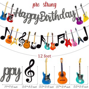 Guitar Birthday Party Banner Music Note Guitar Party Banners Guitar Birthday Party Decorations 2Pcs Guitar Cutout Banners for Rock Guitar Baby Shower Supplies