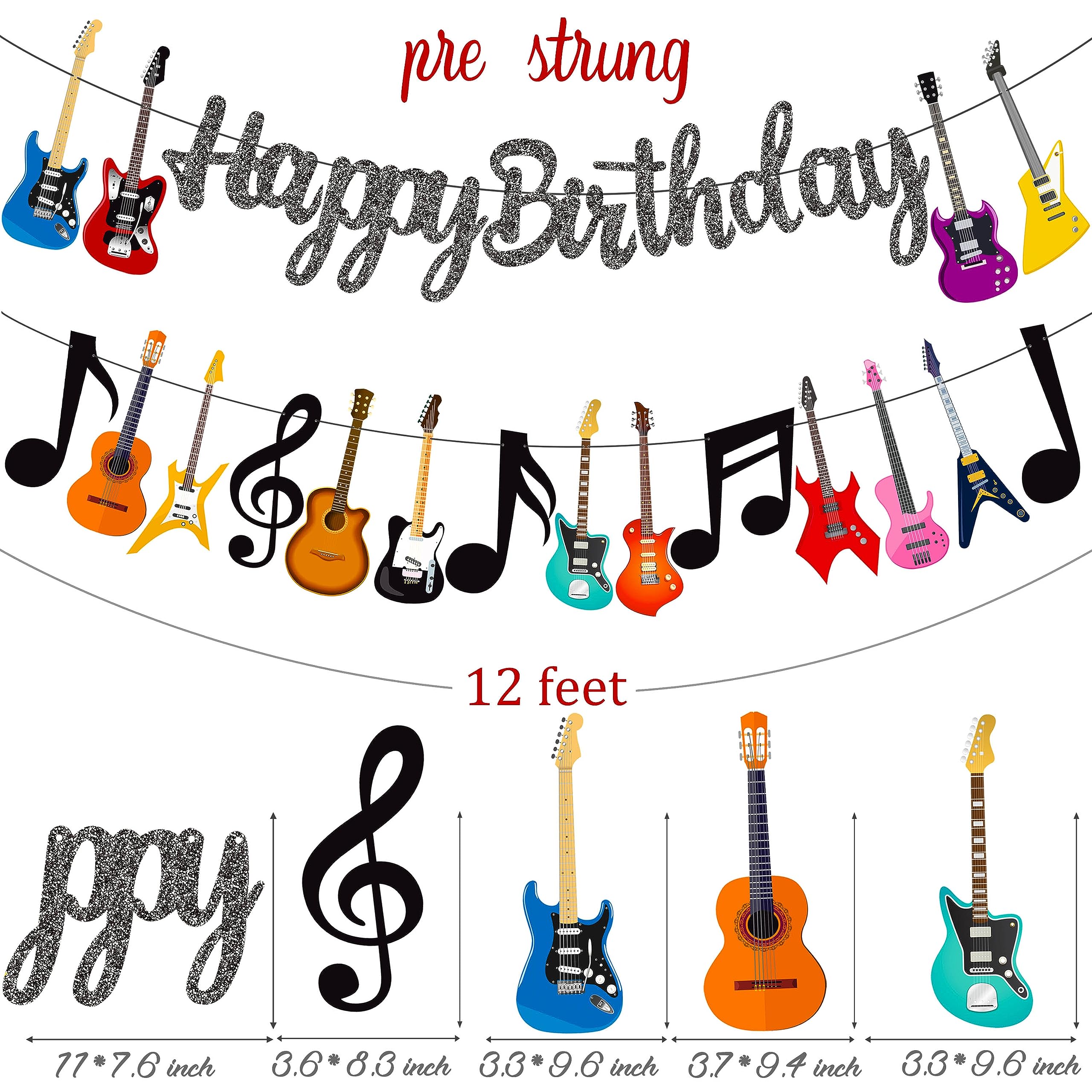 Guitar Birthday Party Banner Music Note Guitar Party Banners Guitar Birthday Party Decorations 2Pcs Guitar Cutout Banners for Rock Guitar Baby Shower Supplies