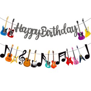 Guitar Birthday Party Banner Music Note Guitar Party Banners Guitar Birthday Party Decorations 2Pcs Guitar Cutout Banners for Rock Guitar Baby Shower Supplies