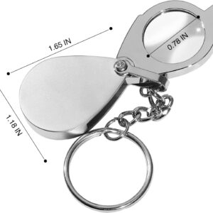 15X Mini Keychain Pocket Magnifier, Jewelers Magnifying Glass, Portable Foldable Magnifying Glass for Close Work, Gardening, Stamp, Rock Collectings