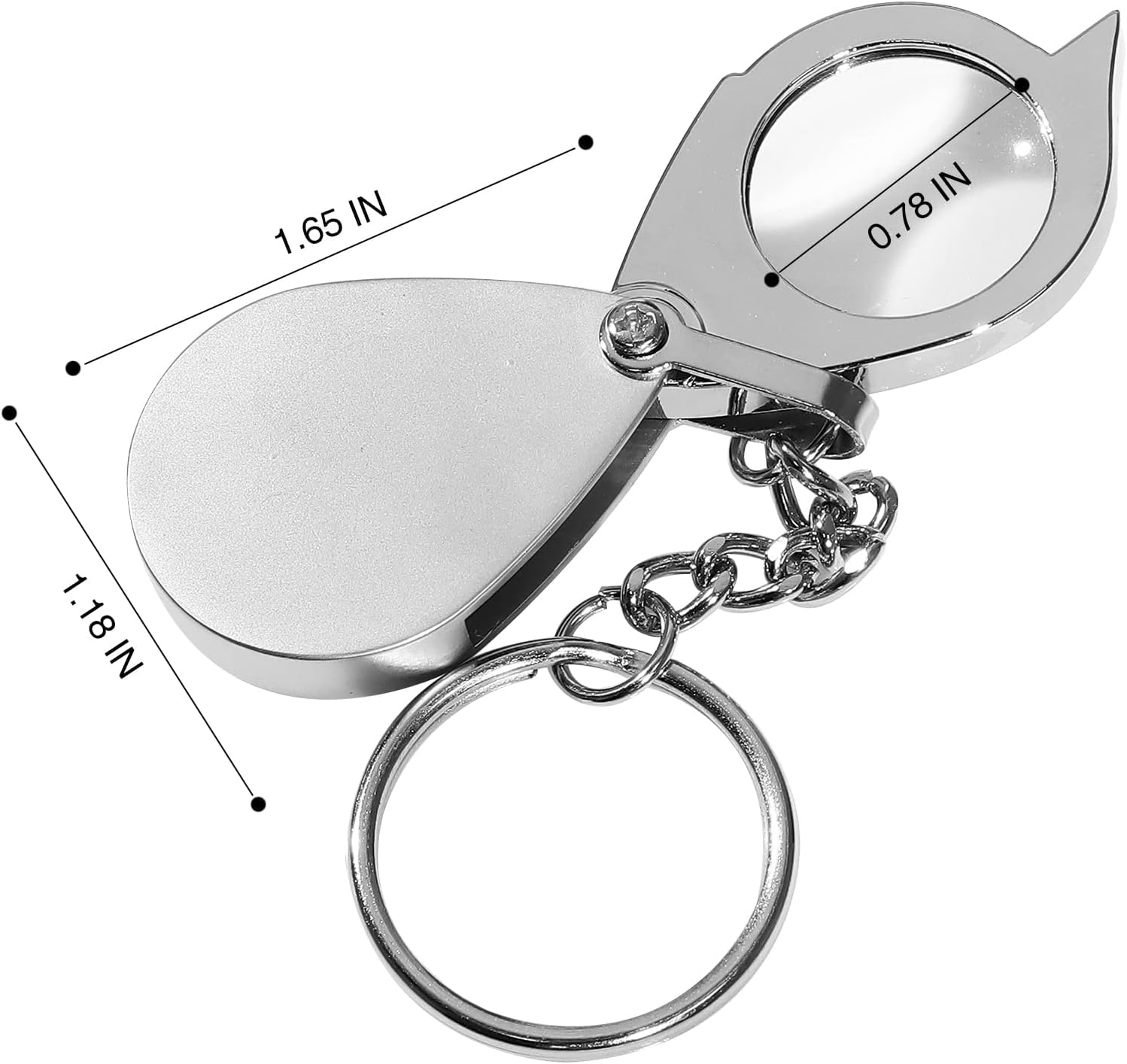 15X Mini Keychain Pocket Magnifier, Jewelers Magnifying Glass, Portable Foldable Magnifying Glass for Close Work, Gardening, Stamp, Rock Collectings