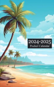 pocket calendar 2024-2025 for purse: 2 year small size - tropical island design volume 1