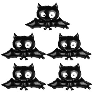 5pcs bat foil balloons, black large bat balloons reusable foil balloons halloween balloons decorations props for halloween birthday party supplies home decor