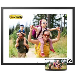 nexfoto 16.7 inch extra large digital picture frame dual wifi 32gb digital photo frame hd ips touch screen, remote control, auto-rotate, share photos video via app & email, gift for grandparents