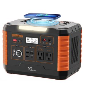 ngteco portable power station, 500w solar generator (solar panel not included) with led, 519wh backup lithium battery for outdoors camping travel hunting home blackout