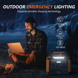 NGTeco Portable Power Station, 500W Solar Generator (Solar Panel Not Included) with LED, 519Wh Backup Lithium Battery for Outdoors Camping Travel Hunting Home Blackout