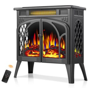 havato electric fireplace 25" with remote control, adjustable realistic flame, 2 heating modes, sleep timer, overheating protection. ideal for indoor electric fireplace stove, infrared heater, grey