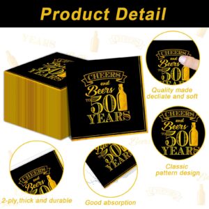 50 Pcs Cheers to 50 Years Party Napkins 50th Birthday Napkins 6.5x6.5 Inches Disposable Party Supplies Black and Gold Paper Napkins for Men Women 50th Birthday Decorations Wedding Anniversary