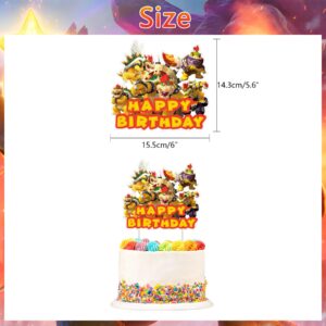 kozrlib Ma-rio Bowser Birthday Party Supplies Cartoon Bowser Theme Party Decorations Including Cake Topper Banner Cupcake Toppers Balloons and Background