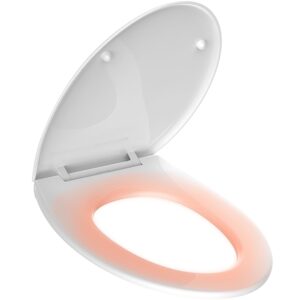 leivi heated toilet seat with built-in side control, lid and seat soft close, auto night light, easy installation, elongated