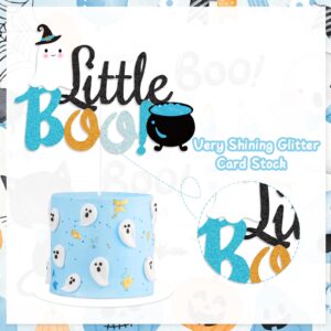 Blue Halloween Baby Shower Decorations, Boys Halloween Happy Birthday Banner Ghost Little Boo Cake Topper & Balloons for Halloween Theme Baby Shower The Spooky One Happy Boo Day Party Supplies