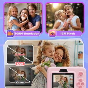 Anchioo Instant Print Camera for Kids, 2.4 Inch Screen Camera with 3 Print Paper, Birthday Gift for Girls Boys Age 3-12, 1080P Instant Camera Toys for 3 4 5 6 7 8 Year Old - Pink