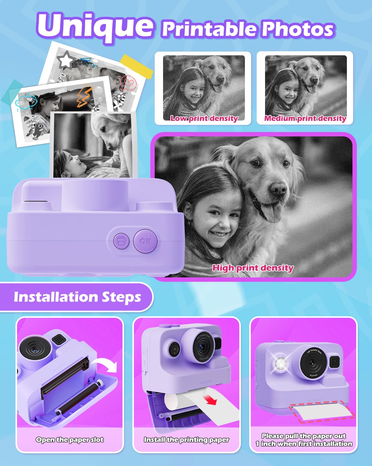 Anchioo Kids Digital Camera with 1080P Video, IPS Screen, 32GB SD Card - Christmas Gift, Age 3-12