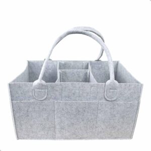 tofoan baby diaper caddy organizer with removable inserts,thickened felt nursery basket,baby diaper bag organizer with detachable dividers,baby diaper caddy organizer for changing table,car - grey