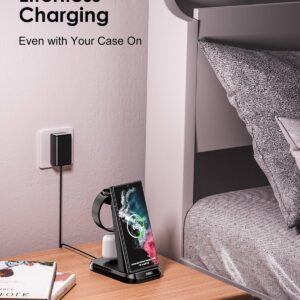 Wireless Charger for Samsung Phones Watch Earbuds (Not for Samsung Z Flip & A Series), SWIO 3 in 1 Charging Station for Samsung Watch 6/5/4/3, S24 S23 S22 S21 S20 /Note 20 10/ Z Fold 4 3, Buds/2/Pro