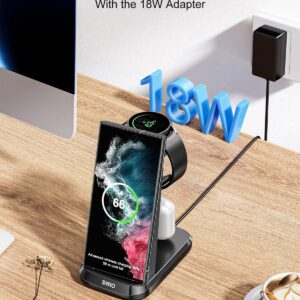 Wireless Charger for Samsung Phones Watch Earbuds (Not for Samsung Z Flip & A Series), SWIO 3 in 1 Charging Station for Samsung Watch 6/5/4/3, S24 S23 S22 S21 S20 /Note 20 10/ Z Fold 4 3, Buds/2/Pro