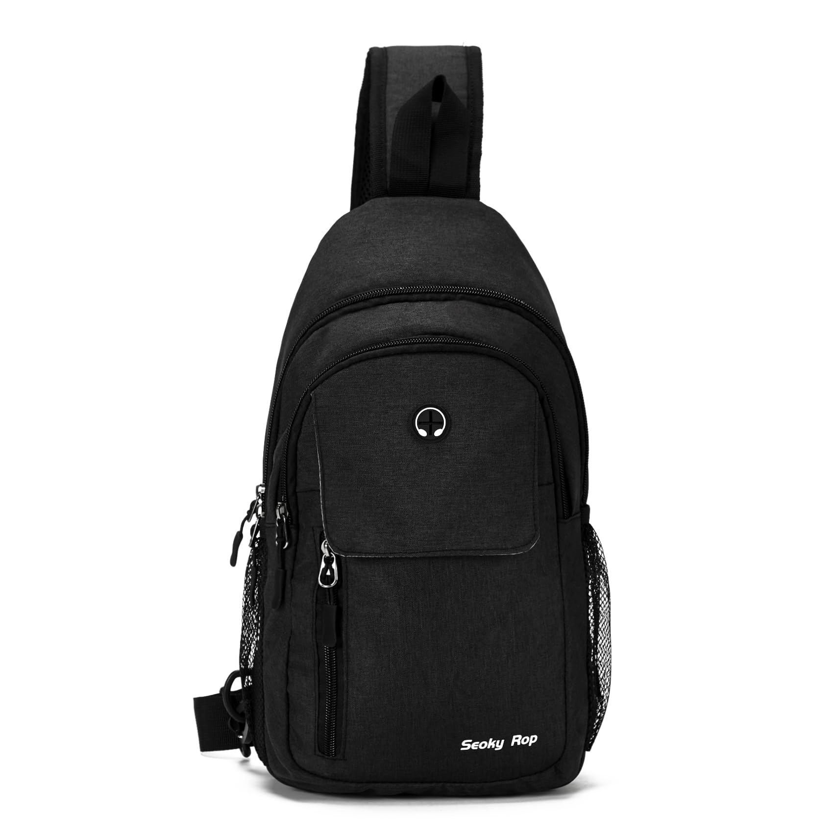 Seoky Rop Sling Backpack Bag for Men Women Water Resistant Crossbody Bag Daypack for Hiking Travel Black