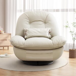 coosleep oversized electric rocker recliner swivel glider with 43.5'' sitting width and 270° swivel,360° surround sound breathing ambient lighting,comes a 3-in-1 pillow (beige)