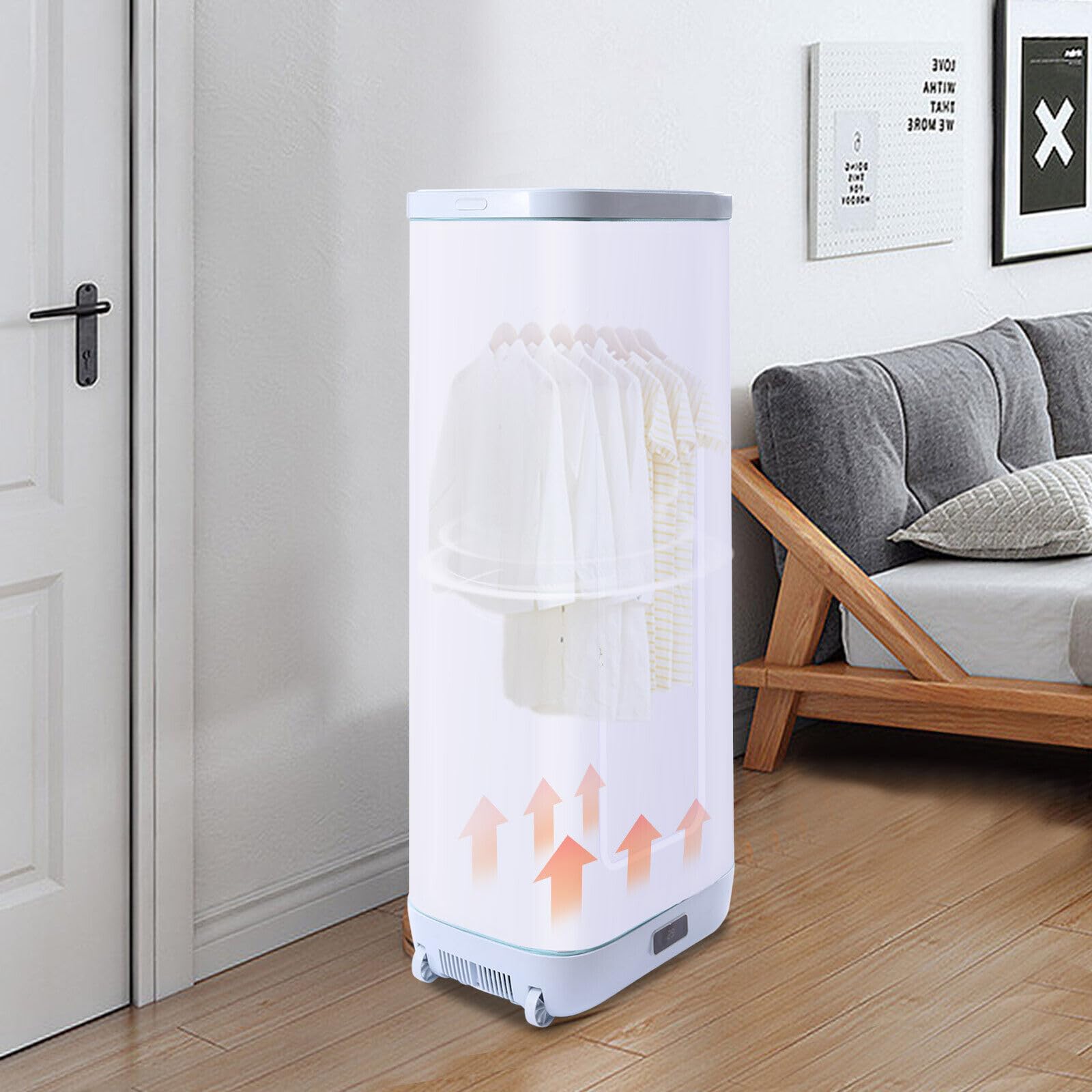 PIAOCAIYIN Portable Clothes Dryer, Mini Electric Quick Drying Dryer, Household Dryer Machine, 68℃/ 154.4℉ Drying Temperature, Adjustable Time & Foldable, Portable Dryer for Apartment Dorm Rv, White