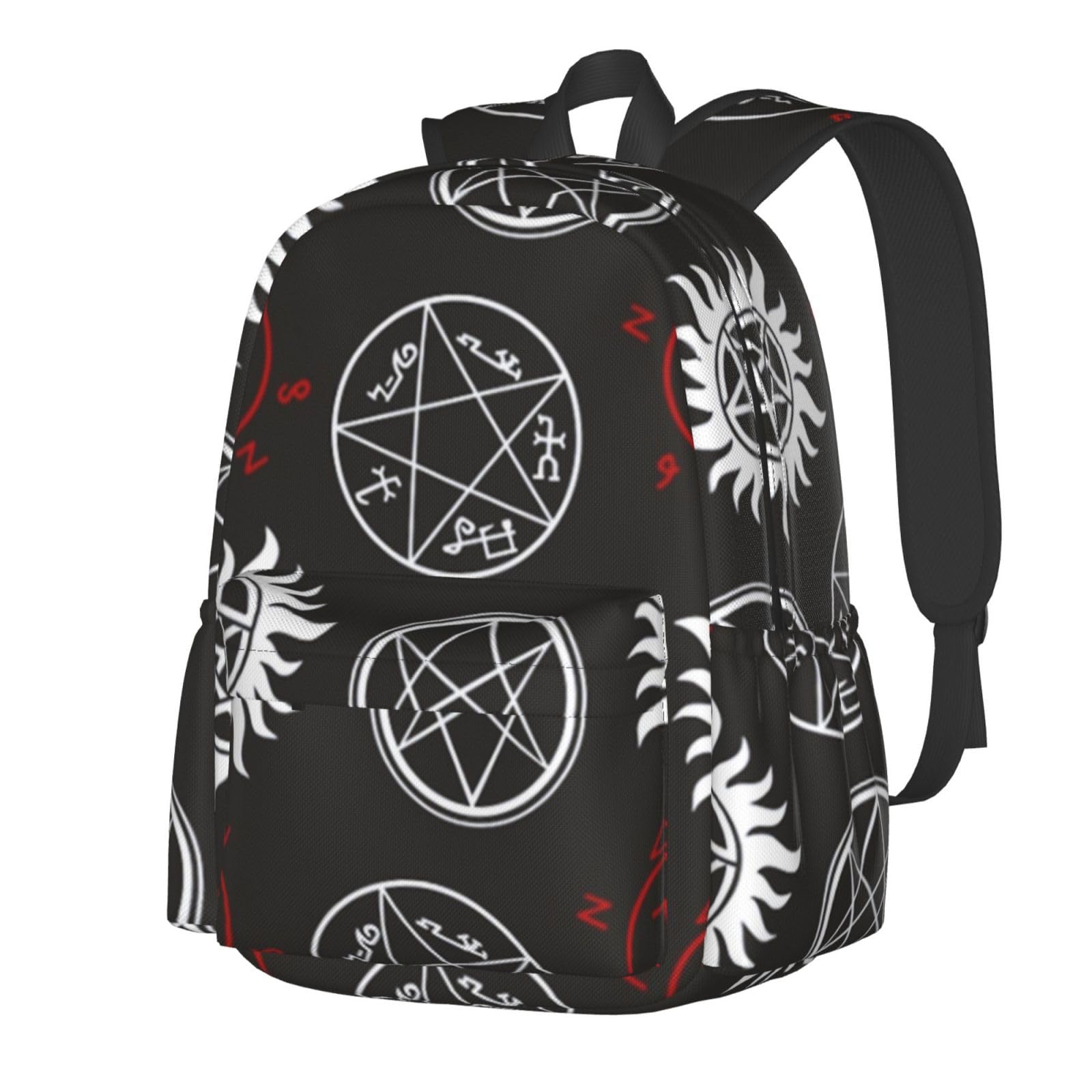 VACSAX Casual Backpack Laptop Backpack Supernatural Symbols Black Print Travel Backpacks