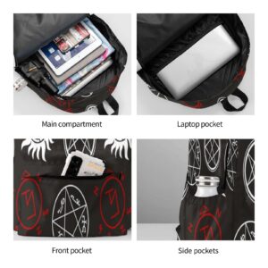 VACSAX Casual Backpack Laptop Backpack Supernatural Symbols Black Print Travel Backpacks