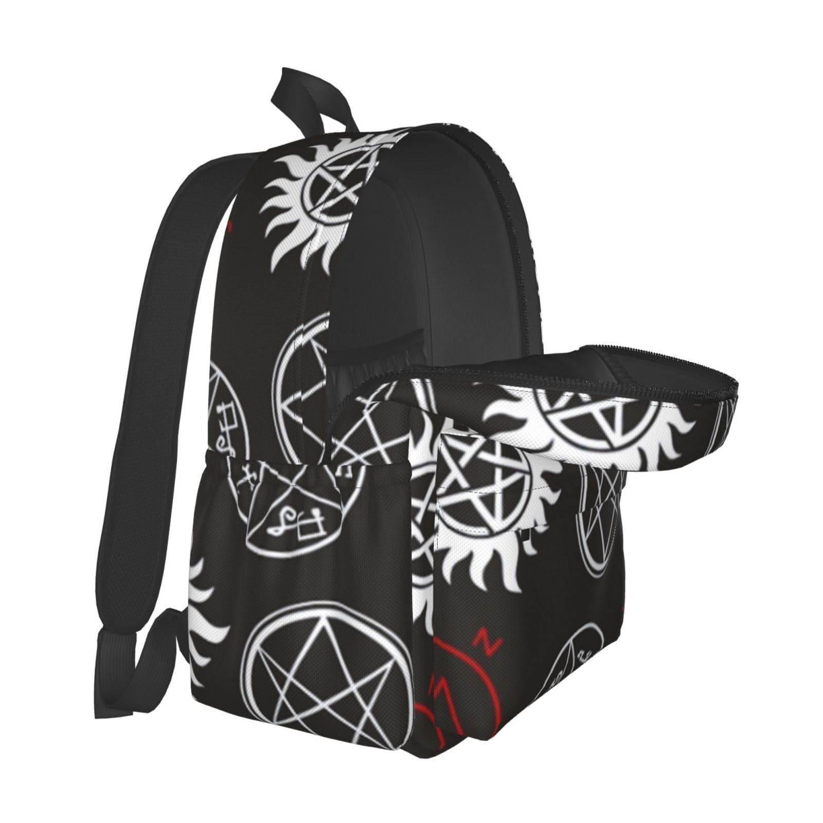 VACSAX Casual Backpack Laptop Backpack Supernatural Symbols Black Print Travel Backpacks