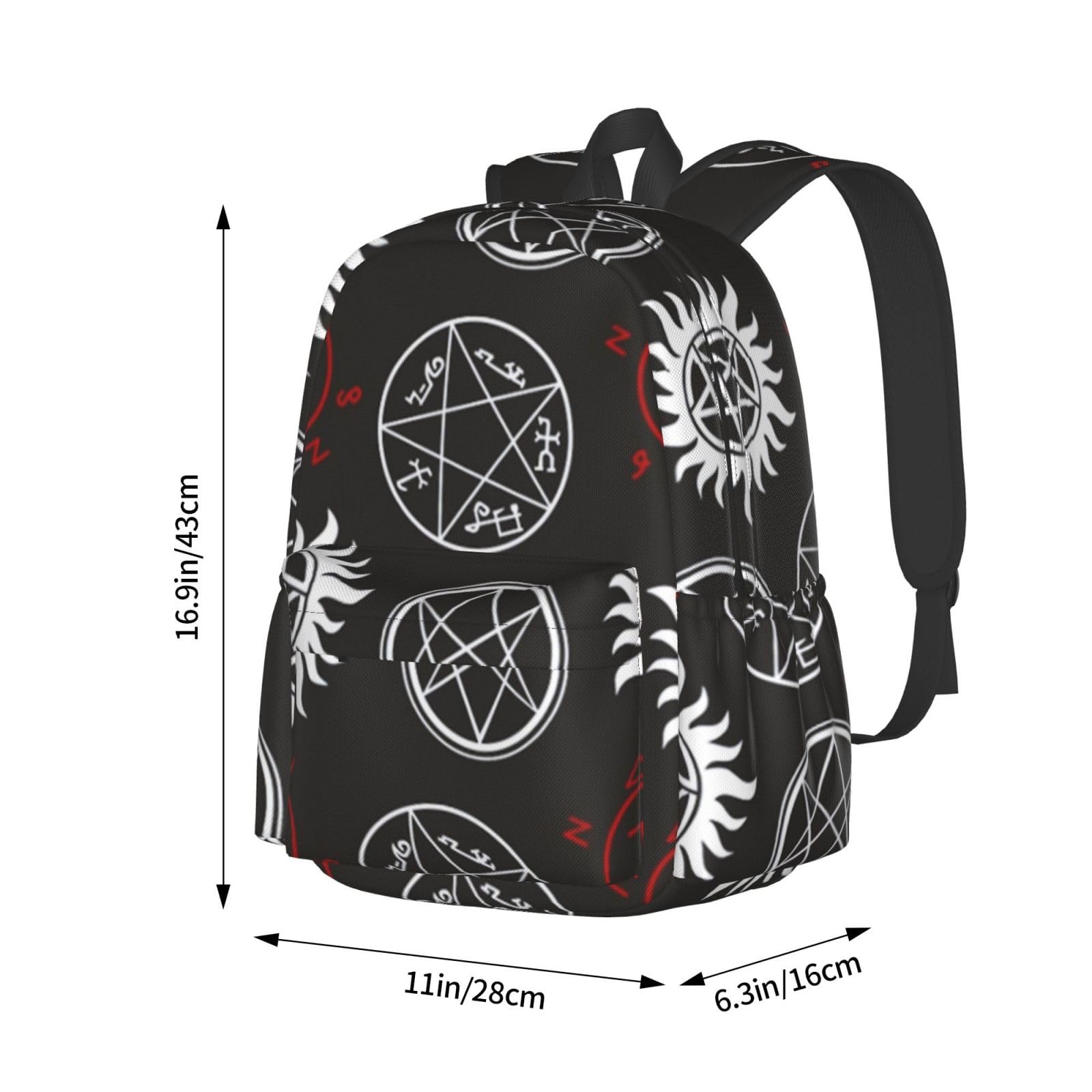 VACSAX Casual Backpack Laptop Backpack Supernatural Symbols Black Print Travel Backpacks