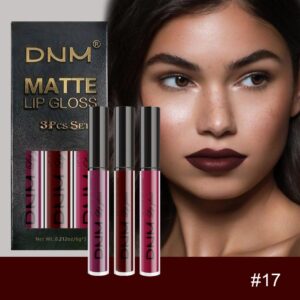 evpct DNM 3Pcs Dark Red Purple Plum Matte Liquid Lipstick Lip Stain Sets for Women Matte+Lipstick Dark Maroon Long Lasting Permanent Lipstick 24 hr Hours Magic Lipstick 24 Hours original Waterproof