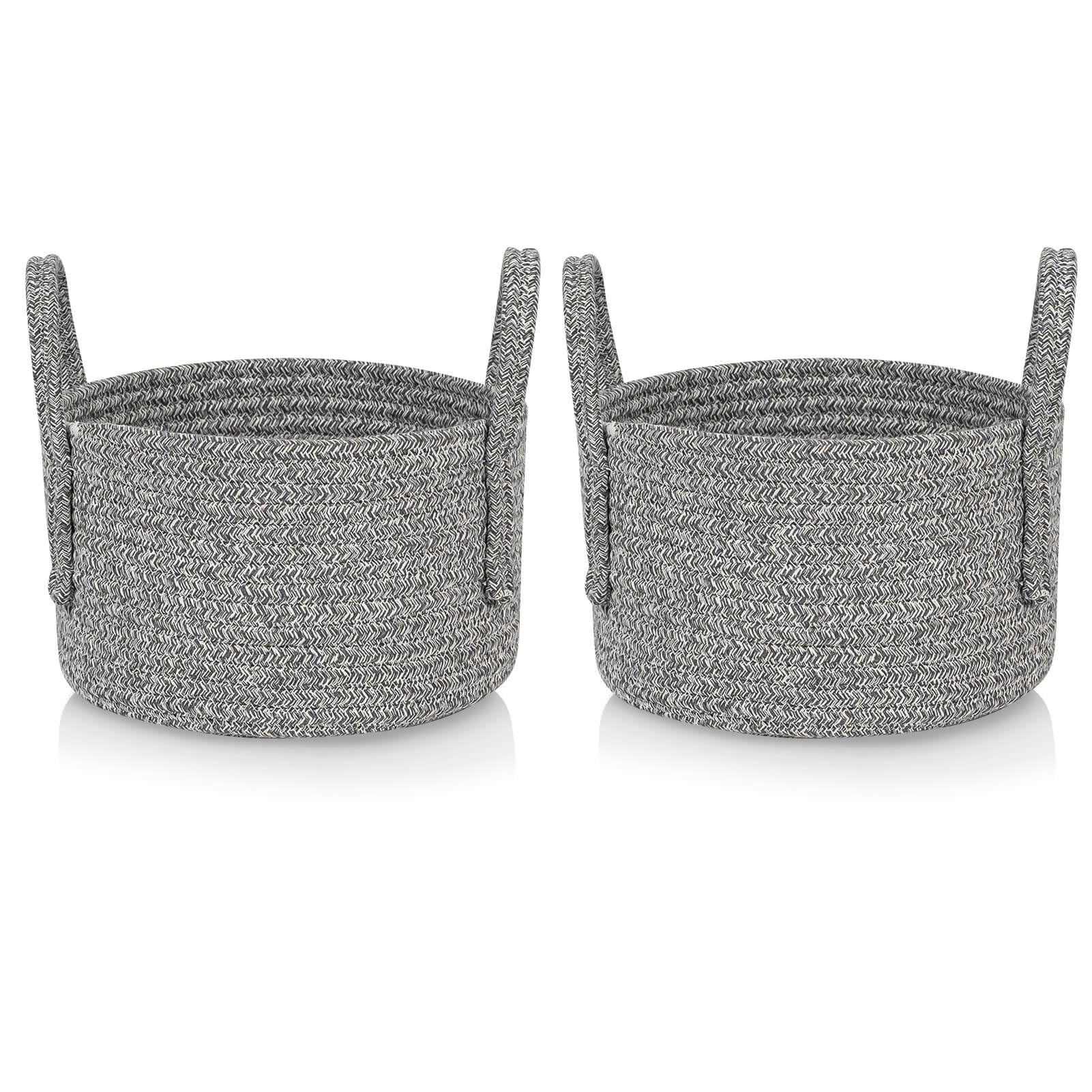 CubesLand Cute Small Baby Nursery Basket Bin,Soft Cat Toys Storage Basket,Woven Baskets for Shelves,Cube Organizer Basket Bin,Home Decor 9.5x5.51 Gray