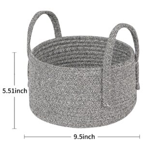 CubesLand Cute Small Baby Nursery Basket Bin,Soft Cat Toys Storage Basket,Woven Baskets for Shelves,Cube Organizer Basket Bin,Home Decor 9.5x5.51 Gray