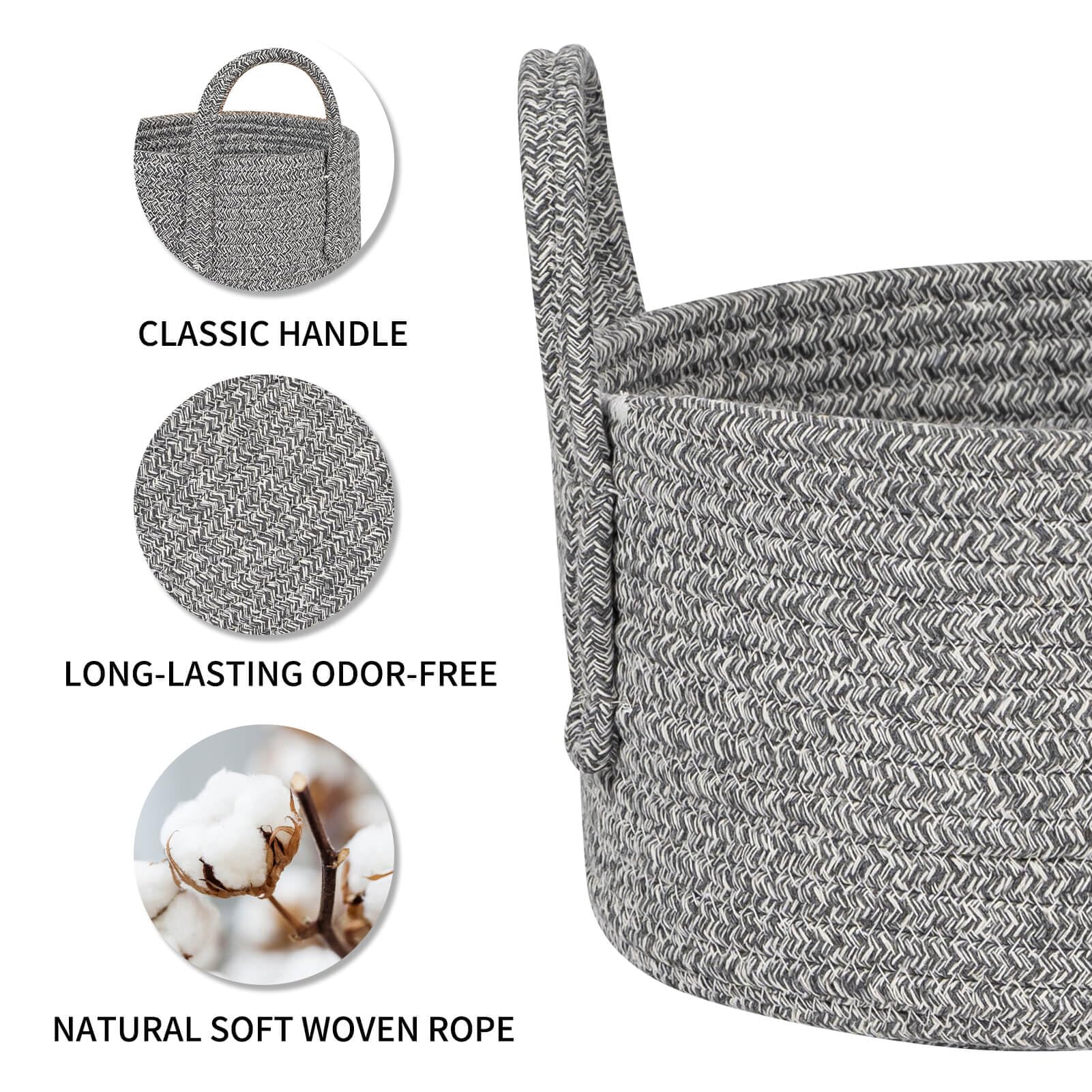 CubesLand Cute Small Baby Nursery Basket Bin,Soft Cat Toys Storage Basket,Woven Baskets for Shelves,Cube Organizer Basket Bin,Home Decor 9.5x5.51 Gray