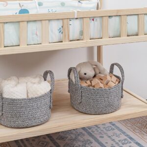 CubesLand Cute Small Baby Nursery Basket Bin,Soft Cat Toys Storage Basket,Woven Baskets for Shelves,Cube Organizer Basket Bin,Home Decor 9.5x5.51 Gray