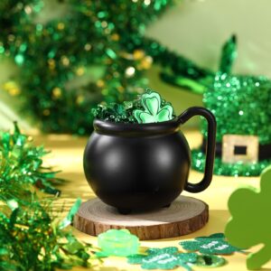 Uiifan 12 Pcs 15 oz St. Patrick's Day Cauldron Cups Cauldron Pot Cups for Drinks Plastic St Patricks Day Cauldron Mug for Party Gift Supplies (Black)