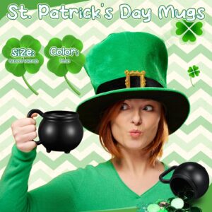 Uiifan 12 Pcs 15 oz St. Patrick's Day Cauldron Cups Cauldron Pot Cups for Drinks Plastic St Patricks Day Cauldron Mug for Party Gift Supplies (Black)