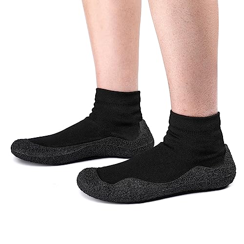 LUSWIN Mens Womens Barefoot Sock Shoes Minimalist Zero Drop Walking Shoes Comfortable Lightweight Ultra Portable Non Slip Multi-Purpose Fitness Workout Yoga Shoes Black