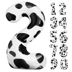 lebery cow print balloons 40 inch cow print number 2 balloon big number 2 balloon moo moo im two birthday decorations cowgirl theme number balloon for 2nd birthday farm barn animal party decor