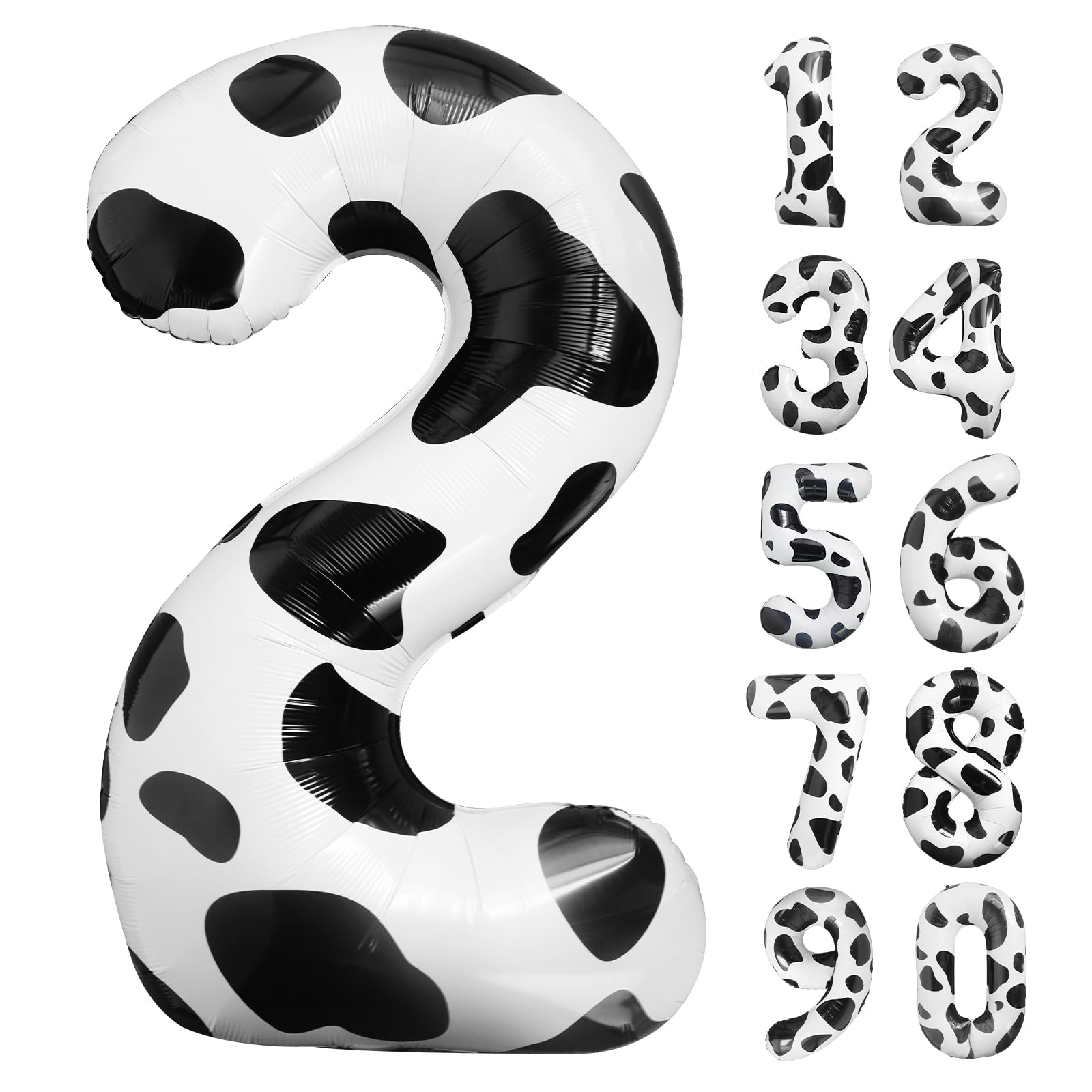 LEBERY Cow Print Balloons 40 Inch Cow Print Number 2 Balloon Big Number 2 Balloon Moo Moo Im Two Birthday Decorations Cowgirl Theme Number Balloon for 2nd Birthday Farm Barn Animal Party Decor