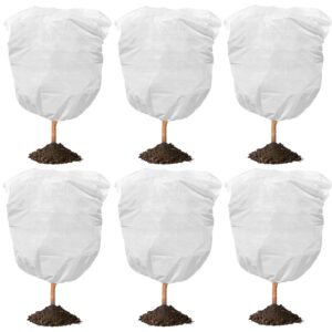 6 pack plant covers frost protection bag winter drawstring plant covers winter reusable plants jacket for fruit tree shrub potted plants (24" x 31.5")