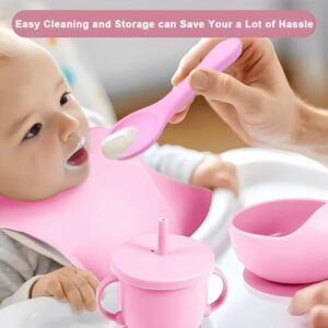 MIICASA Silicone Baby Feeding Set, Baby Led Weaning Supplies Kit With Suction Bowl & Car Plate, Bib, Spoon, Fork, Cup - Food-Grade Silicone, Dishwasher-Safe, No BPAs - For 3+ Months